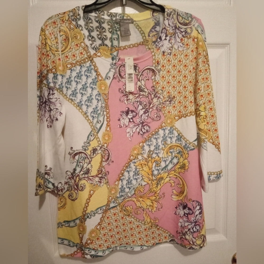 NWT New Directions Weekend Fresh Delights Blouse Women's Size L